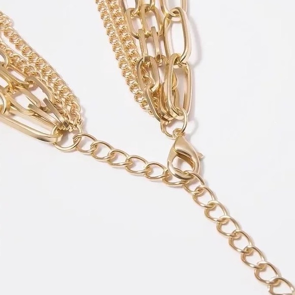 Zara Gold Chains Multi Big Link 1-Chain 5-Layered Necklace NEW - Picture 15 of 16